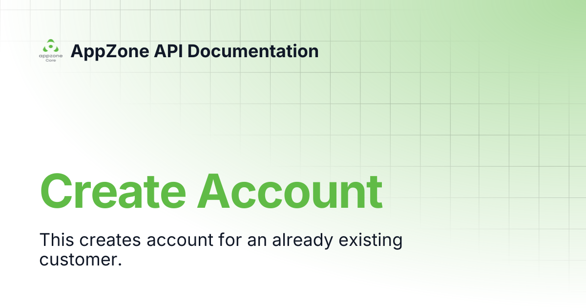 Create Account | AppZone API Documentation